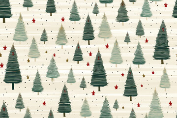 Christmas trees on a beige background repeatable seamless pattern