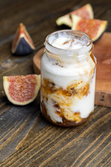 Yogurt made from milk with figs