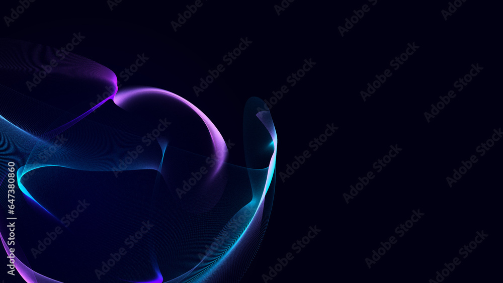 Poster abstract glitter particles in dark space. network data transfer concept. 3d rendering.