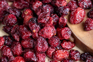 Dried red cranberries with sugar syrup