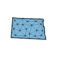 North Dakota state map polygonal illustration made of lines and dots, isolated on white background. US state low poly design