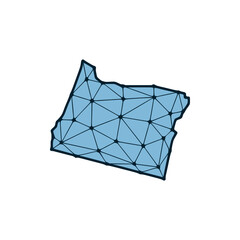 Oregon state map polygonal illustration made of lines and dots, isolated on white background. US state low poly design