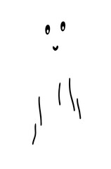 Cute cartoon hand drawn ghost for Halloween holiday.Single design graphic element.Ghost clipart in doodle style.