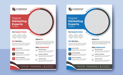 Digital marketing flyer template, Corporate business flyer design, Marketing agency brochure layout, cover, template, leaflet, creative minimalist flyer layout.