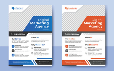 Digital Marketing Flyer Template, Digital marketing agency, Modern Flyer design, Digital Business Marketing Social Media Banner, Corporate Business Flyer, Colorful flyer template