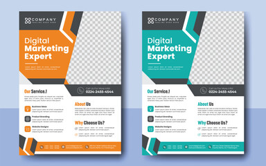 Corporate Flyer Template, Digital marketing agency, Modern Flyer design, Digital Business Marketing Social Media Banner, Corporate Business Flyer, Colorful template, two color scheme flyer