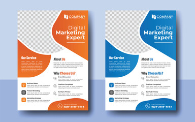 Digital Marketing Flyer Template, Digital marketing agency, Modern Flyer design, Digital Business Marketing Social Media Banner, Corporate Business Flyer, Colorful flyer template