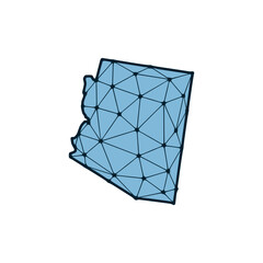 Arizona state map polygonal illustration made of lines and dots, isolated on white background. US state low poly design