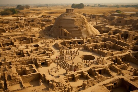 Depiction of ancient Harappan and Mohenjo Daro civilizations. Generative AI