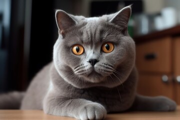 Portrait of a cute cat looking away. British shorthair cat