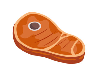 Meat product concept. Natural and organic food and eating. Pork and beef. Healthy eating with protein. Poster or banner. Cartoon flat vector illustration isolated on white background