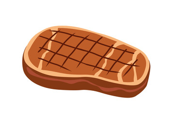 Meat product concept. Natural and organic food and eating. Slice of food with protein. Beef and pork. Social media sticker. Cartoon flat vector illustration isolated on white background