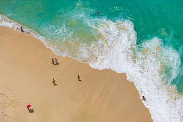 Aerial view of tropical beach. Kelingking Beach, Nusa Penida, Bali, Indonesia..