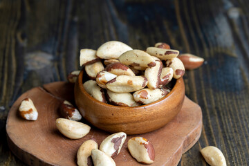 Peeled Brazil nuts on the table