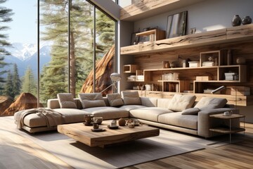 cozy living room with light natural materials