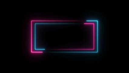 abstract glowing neon rectangle frame illustration background 4k - obrazy, fototapety, plakaty