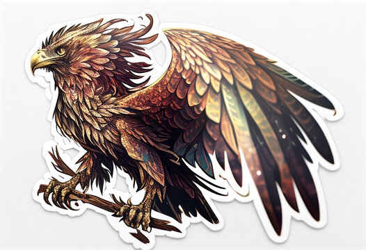 Mystical griffin on white background. AI Generated