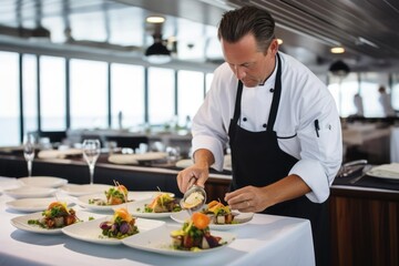 Obraz na płótnie Canvas gourmet dining experience prepared by the yacht chef