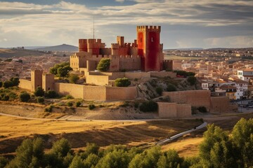 Fototapeta na wymiar Skyline of medieval Trujillo, Spain. Generative AI
