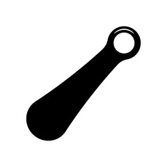 Shoe spoon icon. Shoehorn. Black silhouette. Front side view. Vector simple flat graphic illustration. Isolated object on a white background. Isolate.