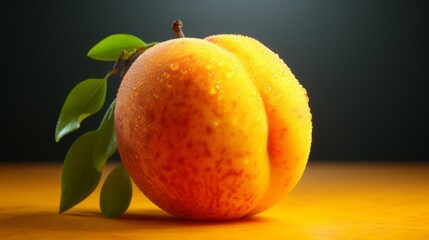 Render a realistic image of a ripe, yellow nectarine with a fuzzy skin