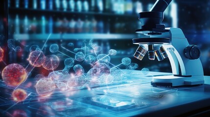 meticulously studying genetic material under a microscope alongside the representation of a successful treatment, symbolizing the hope it brings.