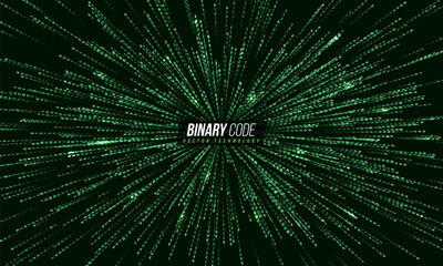 Binary computer code. Cyber background constructed with numbers one and zero. Vector illustration.