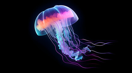 Obraz premium jelly fish in the dark blue, jellyfish in the ocean, in the deep sea