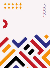 Minimal lines book cover concept. Abstract creativity and art, colorful shapes. Aesthetics and elegance. Template, layout and mock up. Flyer and leaflet. Cartoon flat vector illustration