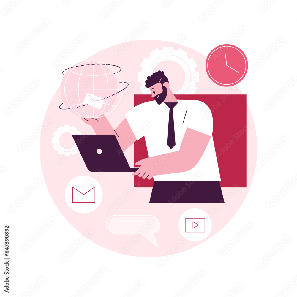 Aufkleber account administrator abstract concept vector illustration. software account administration, online 