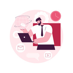 Account administrator abstract concept vector illustration. Software account administration, online administrator job, query processing, platform management, stream manager abstract metaphor.