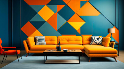 Retro wallpaper with bold geometric patterns