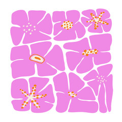 Abstract flowers in groove style. 80s, grooves, decor, print. Vector flat illustration.