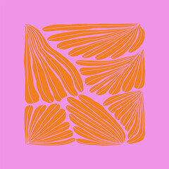 Abstract plants in groove style. 80s, grooves, decor, print. Vector flat illustration.