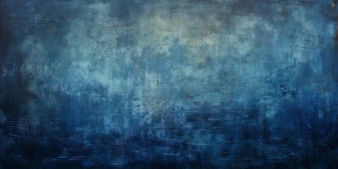 Fotobehang serene navy and blue background with scratches and marks, Generative AI © avrezn