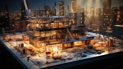 Fototapeta premium Construction project idea concept, construction building work site background