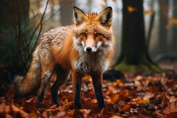 Naklejka na ściany i meble Captivating Moments: The Enigmatic Beauty of Foxes - AI Generated