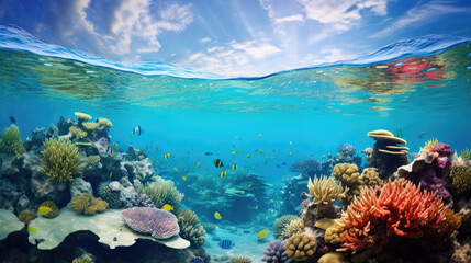 A colorful underwater coral reef - obrazy, fototapety, plakaty
