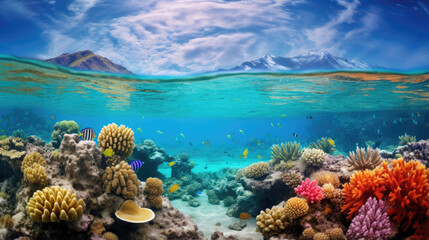 Naklejka na ściany i meble A colorful underwater coral reef