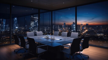 Professional Workspace with Panoramic Skyline