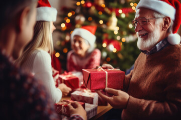 Fototapeta na wymiar Holiday Sharing: Christmas Presents and Smiles
