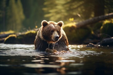 Captivating Bear in the Wild - AI Generated