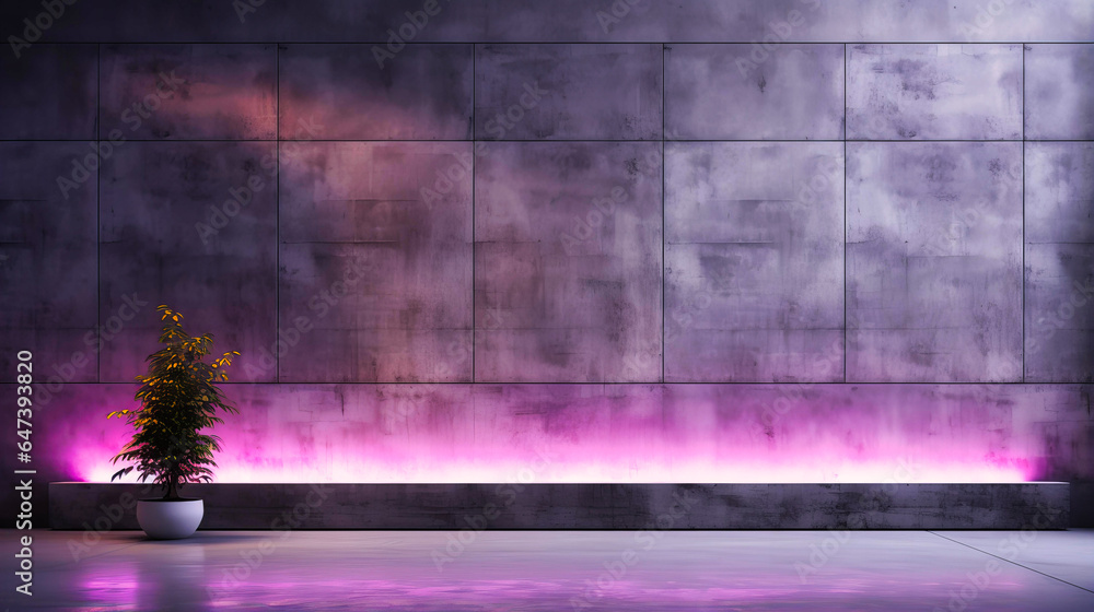 Poster minimalistic concrete walls with embedded led lights