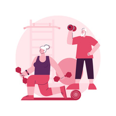 Elder fitness abstract concept vector illustration. Exercise program for seniors, aqua fitness, active lifestyle, health support, fitness program for old people, healthcare abstract metaphor.