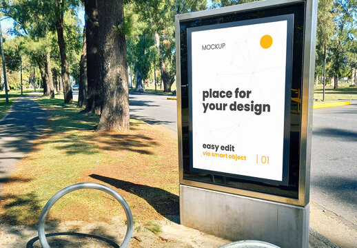 Billboard Sign Street Park Mockup 03