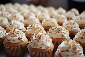 Cupcakes infused with various nuts, such as almonds, walnuts, and pistachios, providing a delightful crunch and nutty flavor profile | ACTORS: Nutty Cupcakes | LOCATION TYPE: Bakery Counter | CAMERA M