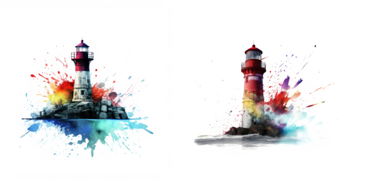 Lighthouse color splash, Isolated On Transparent, PNG