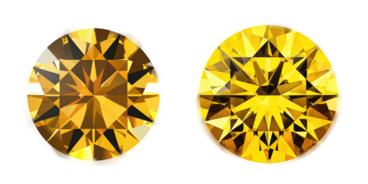Yellow simple shape flat round cut gem, Isolated On Transparent, PNG