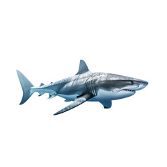 Naklejka premium A majestic great white shark gracefully swimming in the vast ocean