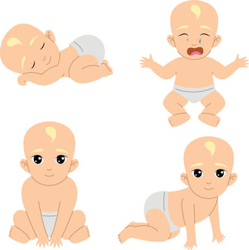 Newborn baby in various poses